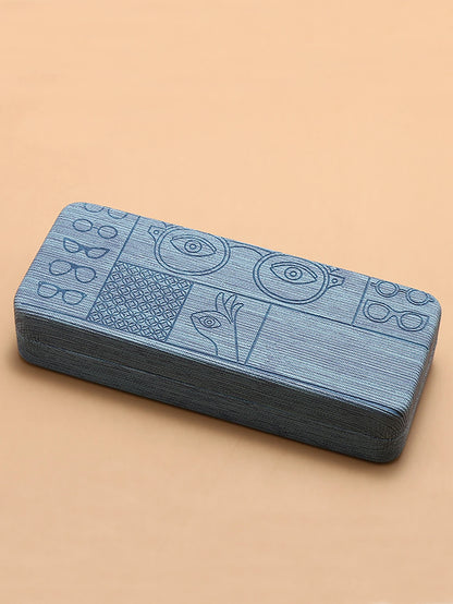 1pc Geometric Pattern Glasses Case Portable Stylish Square Eyewear Holder with Embossed Designs for Men’s Fashion Accessories
