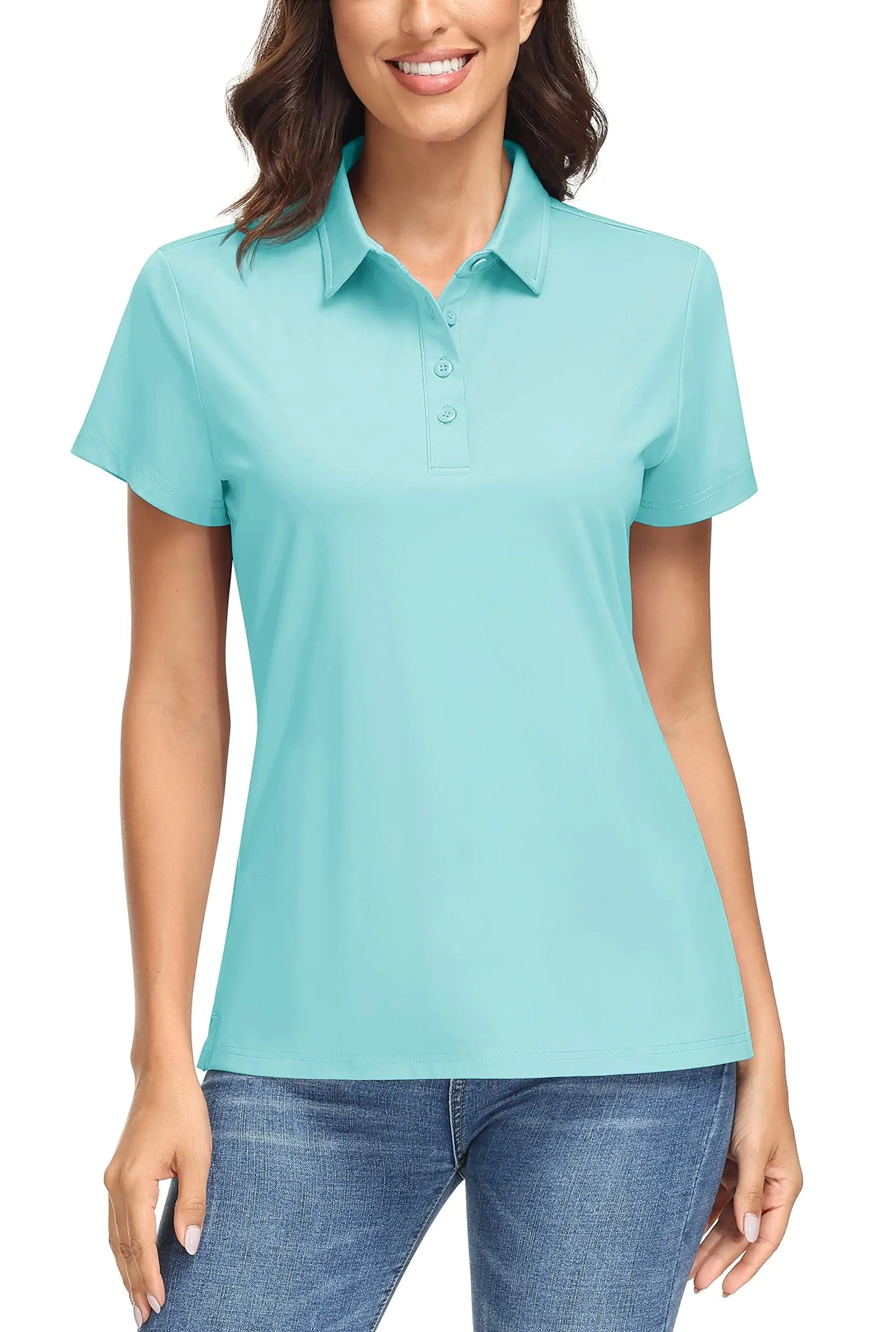 TACVASEN UPF50+ UV Protection Quick Dry Polo T-Shirts Womens Summer Short Sleeve Golf Sports Tee Shirts Breathable Workout Tops