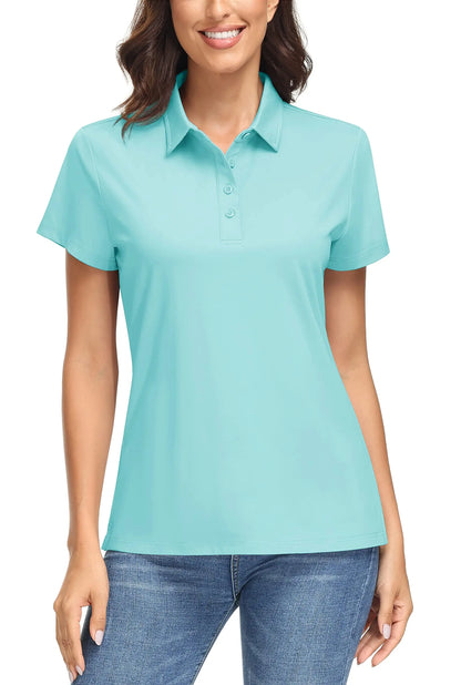 TACVASEN UPF50+ UV Protection Quick Dry Polo T-Shirts Womens Summer Short Sleeve Golf Sports Tee Shirts Breathable Workout Tops