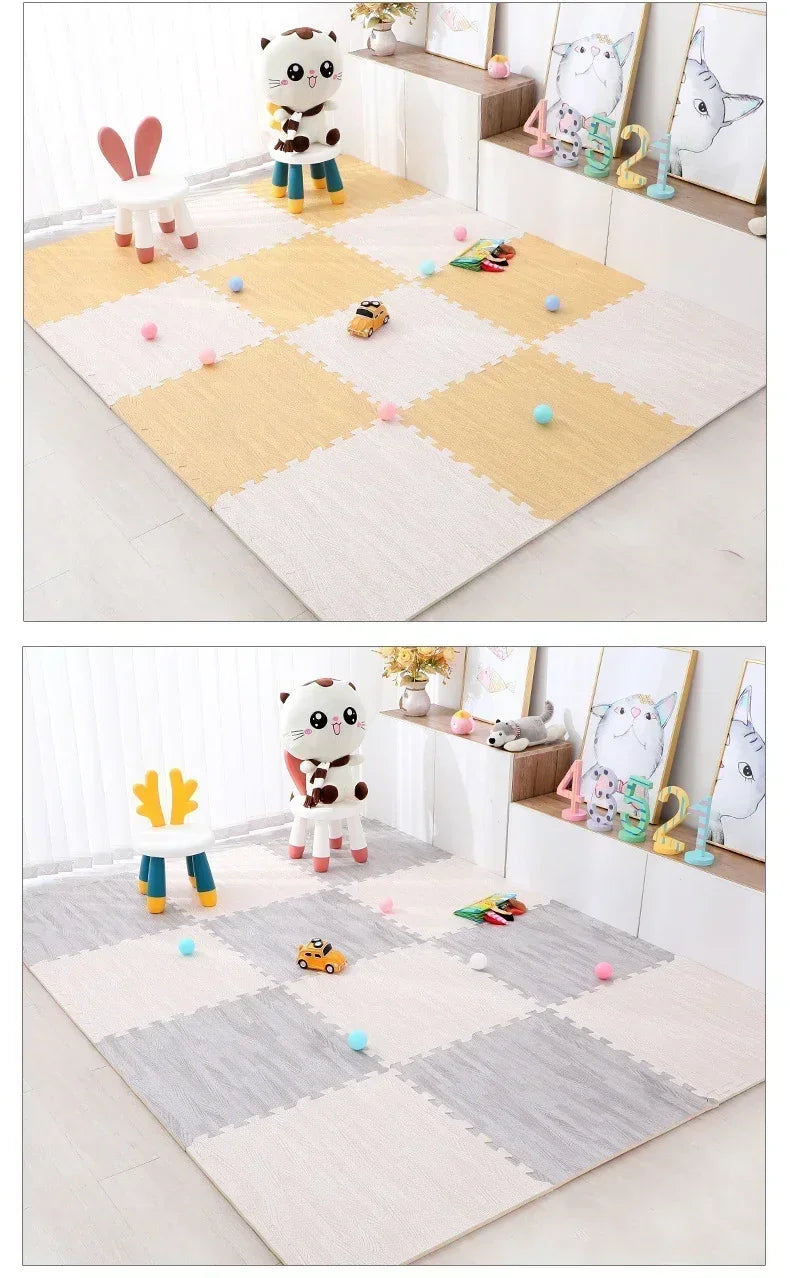 8/16Pcs Wood Baby Play Mat Floor Rug Thickened Foam Floor Children's Non-slip Crawling Pad Suitable for Living Room and Bedroom
