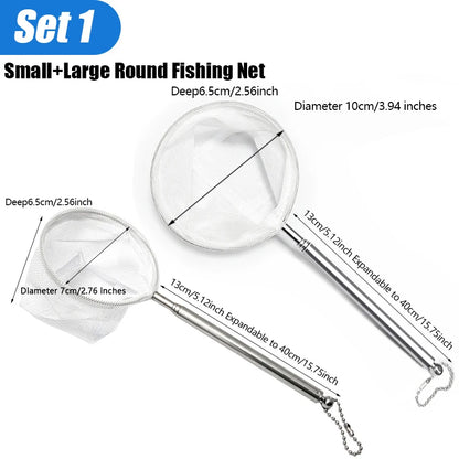 Aquarium Square Fishing Net With Suction Cup Extendable Long Handle Fishing Gear For Catching Fish Shrimp Tank Clean Accessories