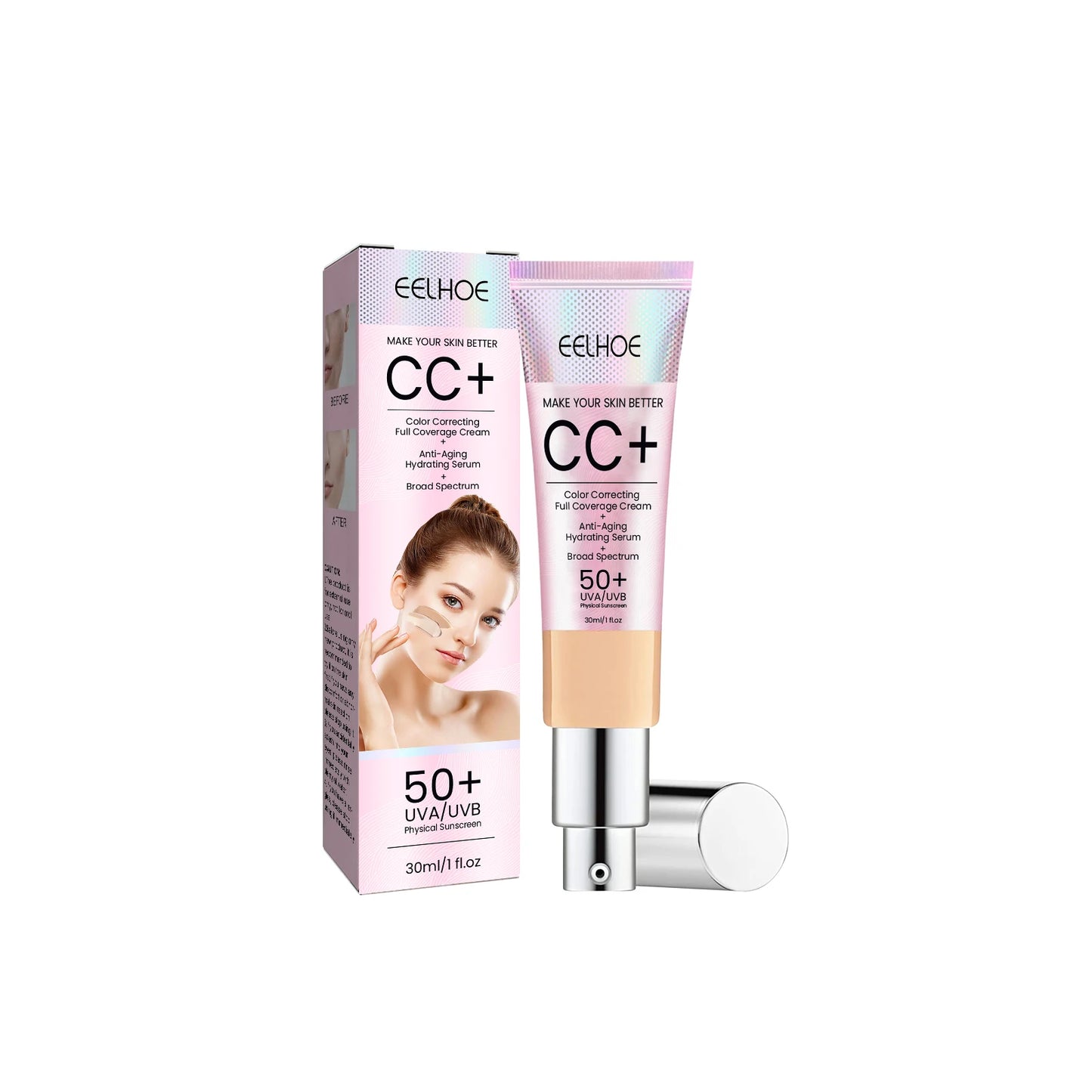 1/2/3pcs CC Cream Foundation Waterproof Brighten Moisturizing Foundation Concealer Oil-Control Long Lasting Spf 50 Makeup