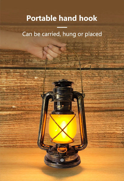 Retro Portable LED Horse Lantern Lamp Rechargeable Hanging Camping Lights 3 Lighting Modes for Desktop Bar Resturant Decoration