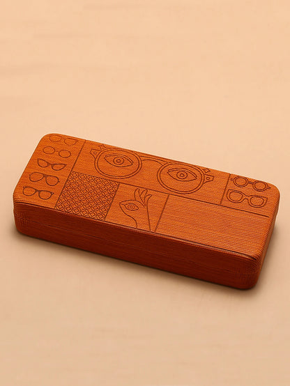 1pc Geometric Pattern Glasses Case Portable Stylish Square Eyewear Holder with Embossed Designs for Men’s Fashion Accessories