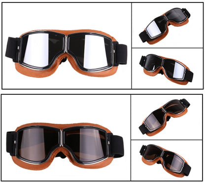 Motorcycle Glasses Windproof Motorcycle Helmet Glasses Sunglasses Retro Universal Folding Leather Retro Motorcycle Accessories