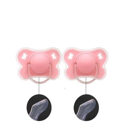 2pcs/pack Butterfly-shape Baby Pacifier Soother with Cover for Daily Use(Cherry Round Nipple) and Night Use(Thumb Nipple)