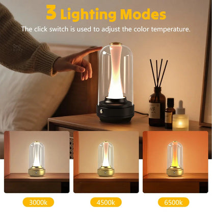 Dimmable Candle Room Lamp Rechargeable Touch Waterproof Reading Mood Light For Home Bedside Bar Desk Outdoor Mushroom Lamp