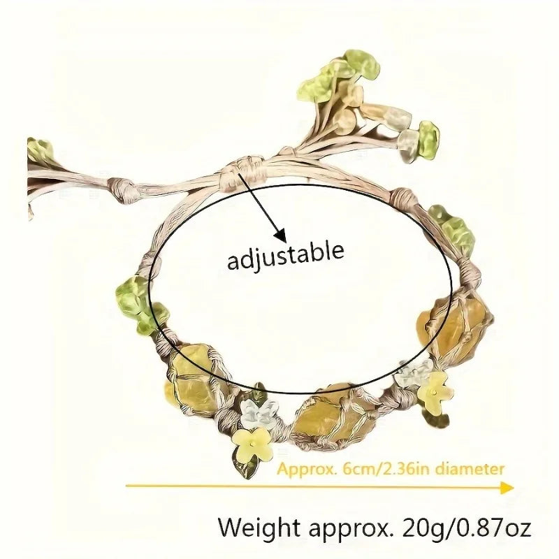 Fashion Crystal Adjustable Bracelets Women DIY Raw Stone Weaving Hand Rope Osmanthus Fluorite Bracelet Party Jewelry Gifts