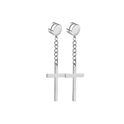 1-10 pairs of men's fashionable ear hole free magnet zircon stainless steel false earring set