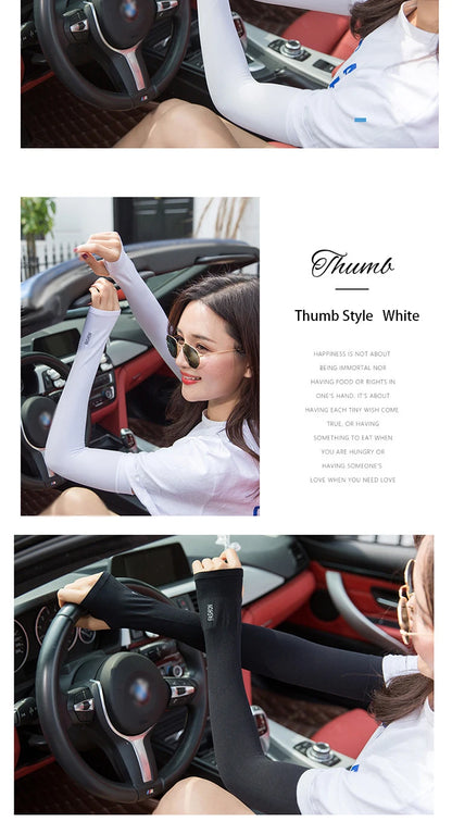Anti-UV Arm Covers for Men Women Cycling Fingerless Gloves Summer Sport Ice Silk Cool Scarf Silk Elastic Arm Covers Driving