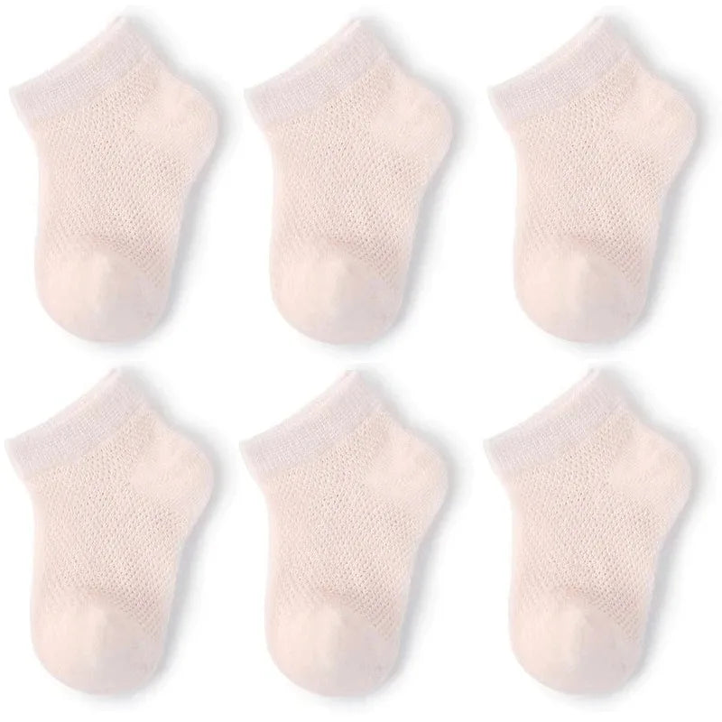 3Pairs/lot Summer Baby Thin Mesh Cotton White Pink Ankle Short Sock for Toddler Kids Boys Girls Breathable Soft Stretch Socks
