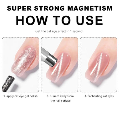 1/2Pcs Nail Cat Eye Magnetic Ball With Nail Magnetic Stick Tool Set Double-head Strong Magnet Pen 3D Cat Eye Gel Nail Supplies