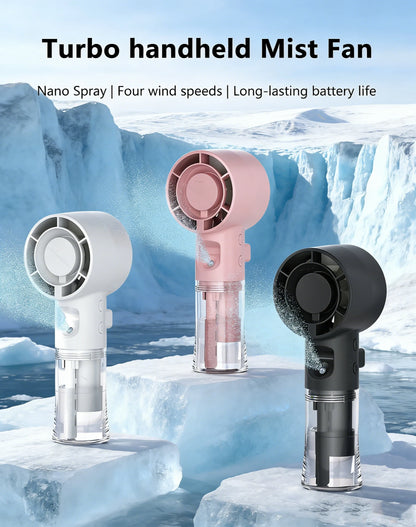 Mini Humidifier Fan Portable Handheld Mist Fan USB Rechargeable Outdoor Hand Fan Small Spray Mist Fan Portable Water Spray Fan