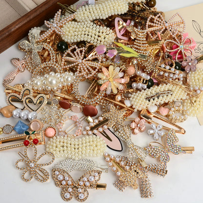 12//20/30/40 pieces of stylish and elegant pearl bow hair clips with French chic side clips for hair, suitable for daily use as