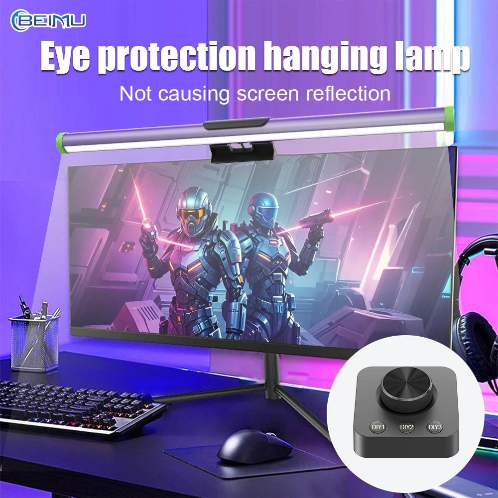 RGB Monitor Light Bar Strip Eye Care Dimmable Table Lamp for Work Game Learning Reading - Atmosphere Lighting