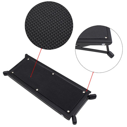 Guitar Foot Stool 4 Position Height Adjustable Foldable Guitar Pedal Foot Rest Step Footstool Black for Guitar Pedal Accessories