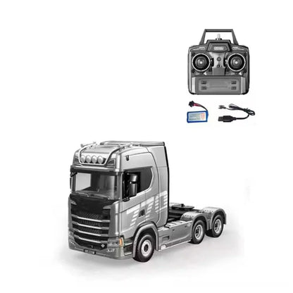 HUINA 1501 770S 1/18 19CH 2.4G RC Alloy Tractor Truck Engineering Trailer Truck with Light and Sound Toys for Boys Adults Gifts