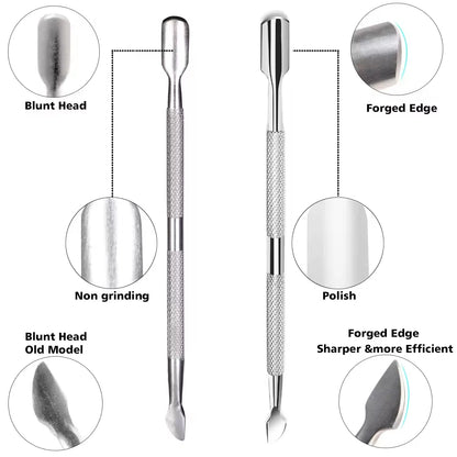 LINMANDA Cuticle Pliers with Cuticle Pusher Stainless Steel Cuticle Remover and Trimmer Perfect For Fingernails and Toenails