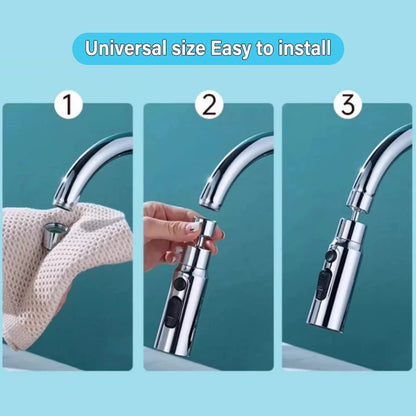 Kitchen Faucet Extender Boosting Splash Prevention 360° Rotable Faucet Three Modes Water Saver Home Extended Shower Spray Filter