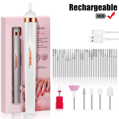 LINMANDA Portable Electric Nail File Nail Set with 4 Speeds Cuticle Trimmer Battery Operated Manicure and Pedicure Tools
