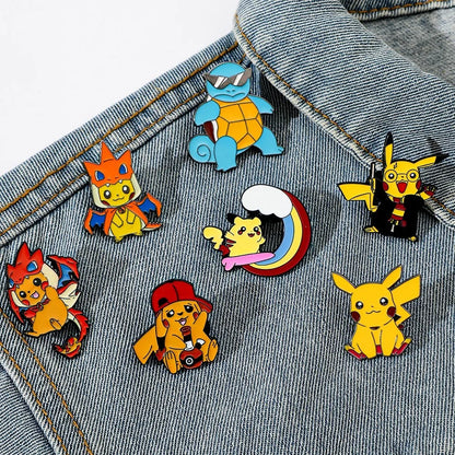 Anime Pikachu Squirtle Enameled Brooch Pin - Pokemon Lapel Badge Jewelry Accessory for Clothing And Backpacks