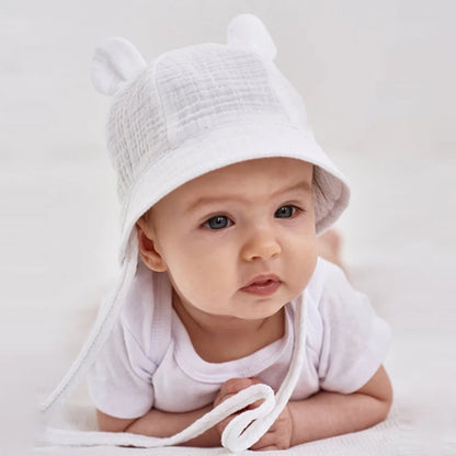 Muslin Baby Summer Hat Newborn Cap Cotton Baby Sun Hats for Girls Boys Infant Bucket Hat for Toddler Accessories 3-12M