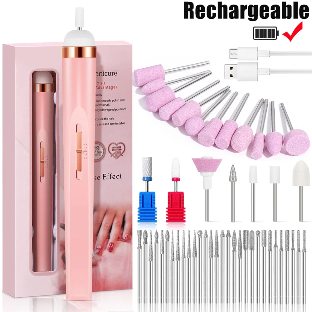 LINMANDA Portable Electric Nail File Nail Set with 4 Speeds Cuticle Trimmer Battery Operated Manicure and Pedicure Tools
