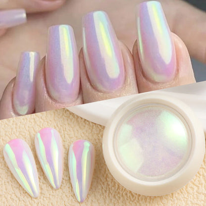 Unicorn Chrome Nail Powder Neon Aurora Mirror Iridescence Nail Pigment Mermaid Pearl Effect Glitter Makeup Nail Art Decorations