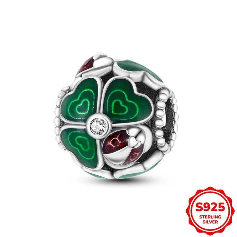 Charms Silver 925 Ladybugs and Cherry Strawberries Pendant Bead Fit 3mm Bracelet Bangle Necklace For Women Luxury Jewelry Making