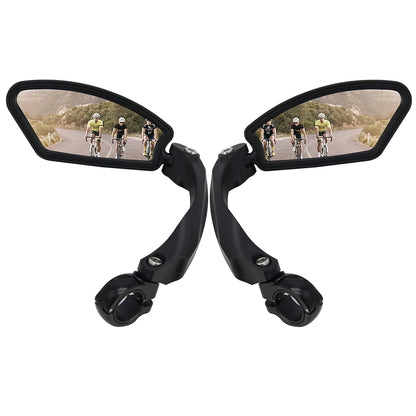 Adjustable Handlebar Bike Mirror, Shatterproof HD Glass Lens, Universal Fit Rearview Bicycle Mirrors, 360° Rotatable, Compatible