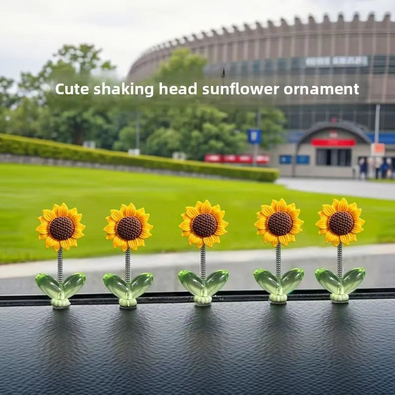 Cute Shaking Sunflower Car Decor Funny Dashboard Ornament for Car Interior Styling