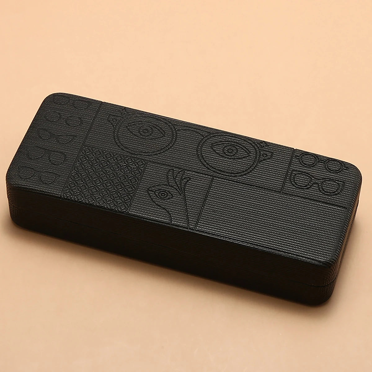 1pc Geometric Pattern Glasses Case Portable Stylish Square Eyewear Holder with Embossed Designs for Men’s Fashion Accessories