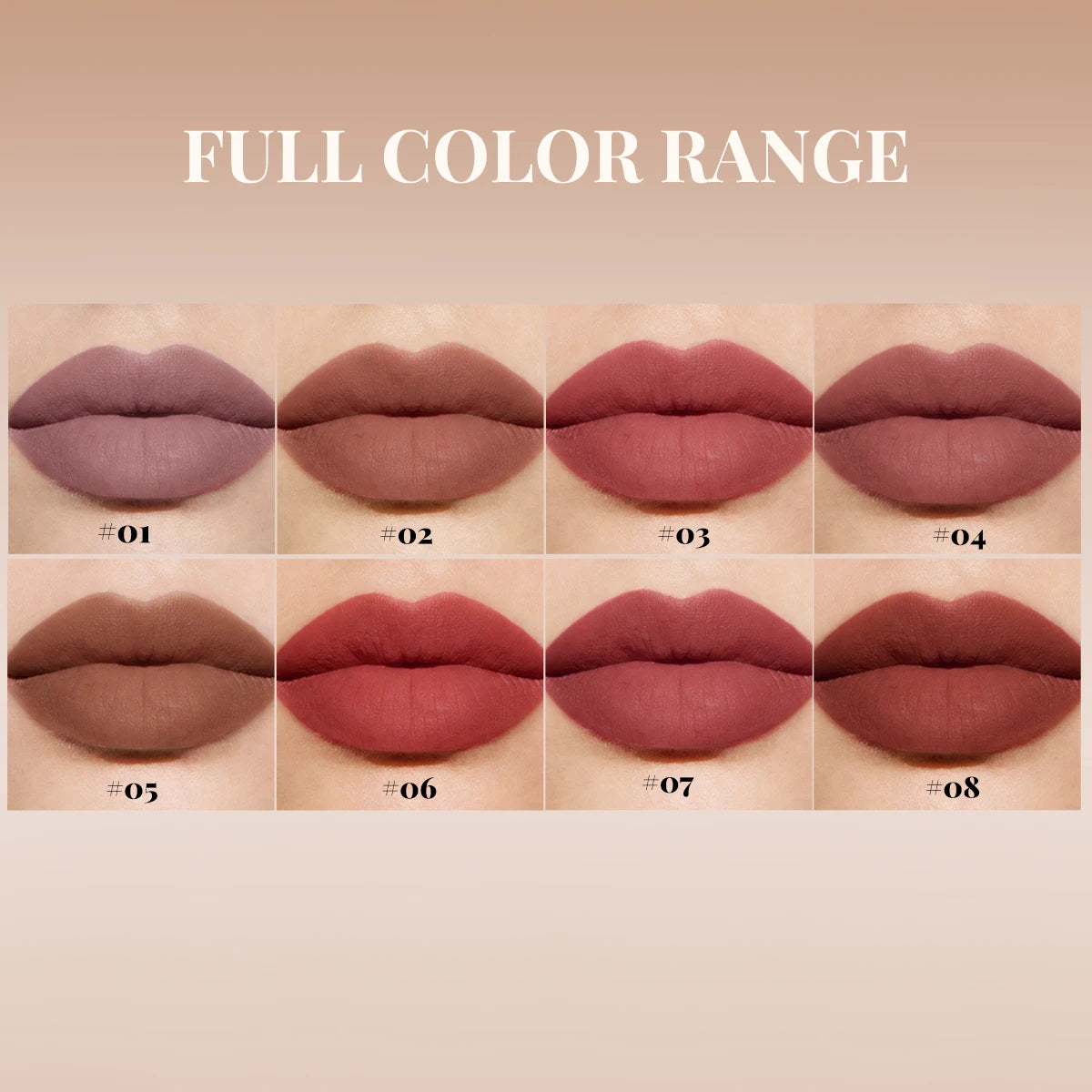 8 Color Nude Brown Matte Liquid Lipstick Velvet Sexy Dark Red Lip Glaze Non-stick Cup Not Easy To Fade Lip Gloss Lipstick Makeup