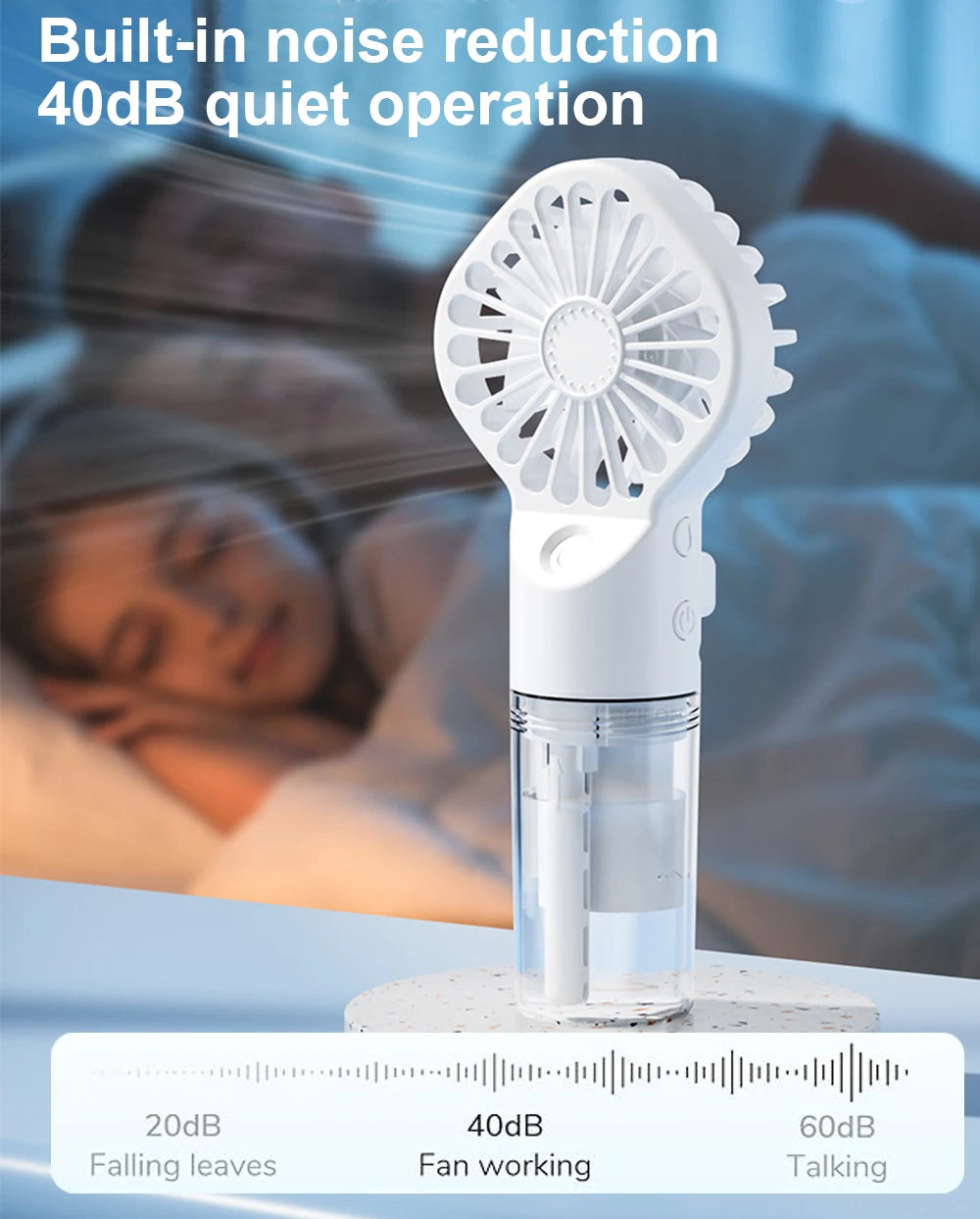 Portable Humidifier Fan Handheld Mist Fan Portable USB Mini Handheld Fan with Water Humidifier Rechargeable Mini USB Hand Fans