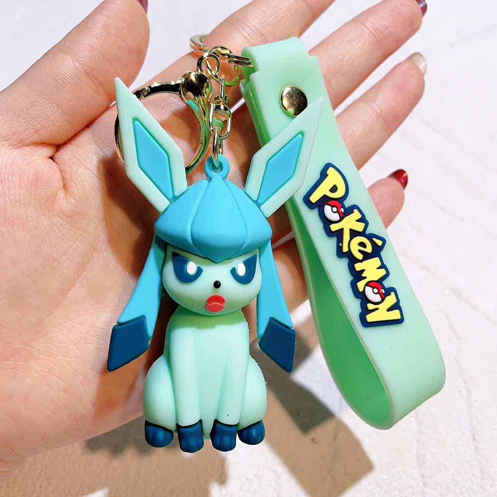 Pokémon Big Eevee Family Keychain Gift Set, Complete Evolution PVC Keychain with Pokéball Clip, Adorable Key Ring for Kid