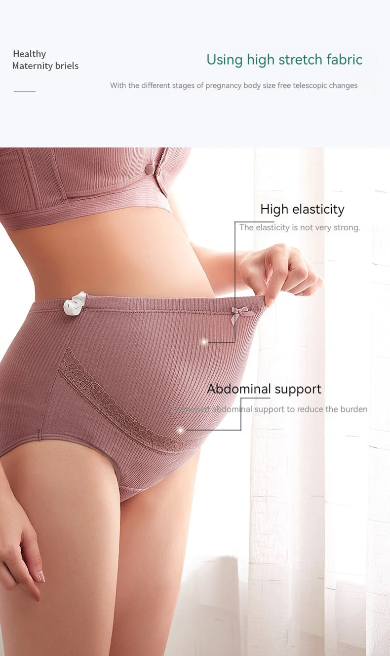 Pure Cotton Comfortable Traceless Underwear For Pregnant Women With High Waist and Adjustable Belly Support During Pregnancy