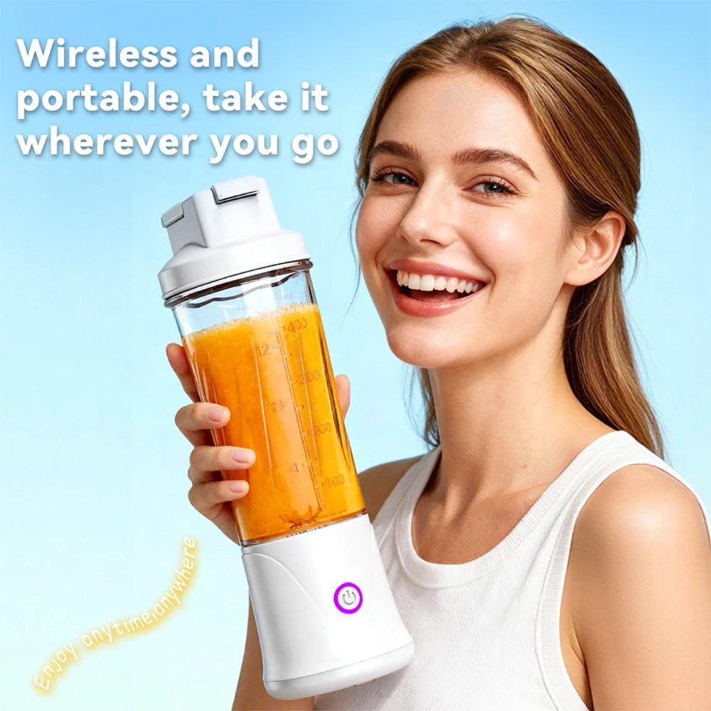 6 Blades Electric Juicer Cup 2 Cups For Travel Portable Juicer Mixer Usb Charge Fresh Fruit Juice Personal Blender Smoothie