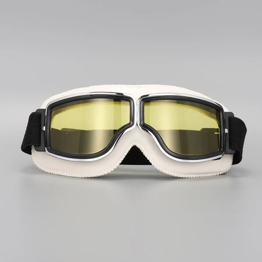 Motorcycle Glasses Windproof Motorcycle Helmet Glasses Sunglasses Retro Universal Folding Leather Retro Motorcycle Accessories