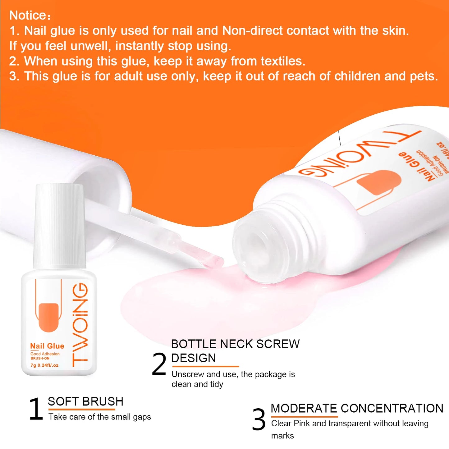 5pcs/2pcs 7g Super Strong Nail Glue For False Nail Tips, Acrylic Nails,Press OnNails,Fake Nails Art Decoration Lasting Adhesion