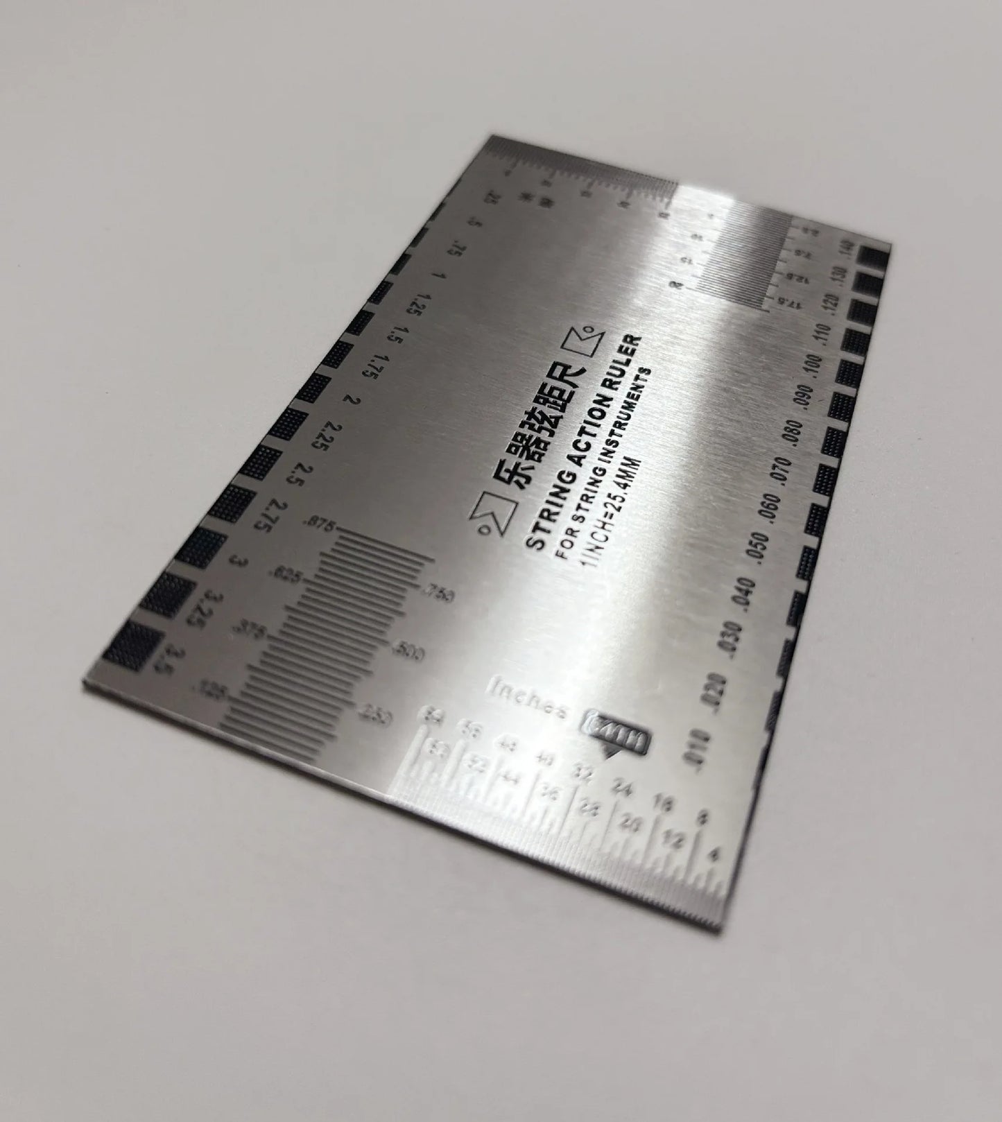 Stainless Steel String Action Gauge Ruler Guitar Bass Instrument Repair Tool Silver