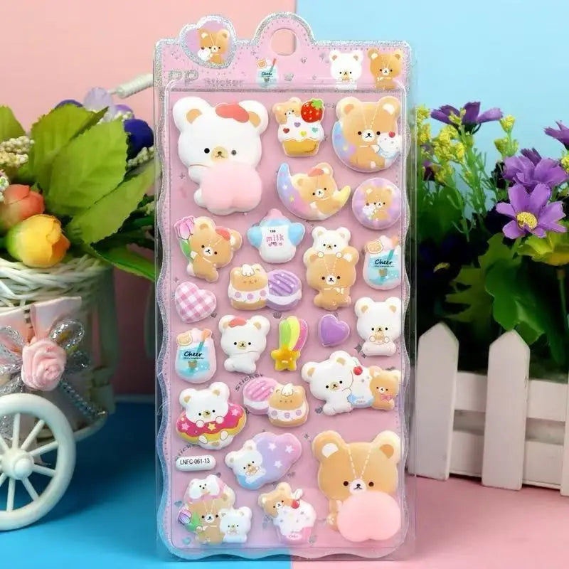 1 Sheet 3D Cute Animal Butt Stickers, Stress Relief Puffy Squishy Sticker for DIY Scrapbook Guitar Phone Case Laptop Decal