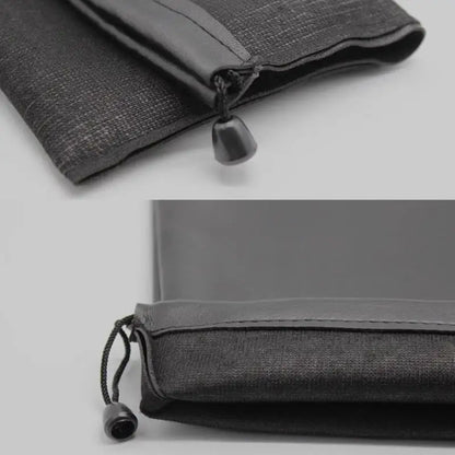 1Pc Draw String Bag Headphone Bags Durable Black Dust-proof Drawstring Bag PU Leather Headset Bag Durable Multi Purpose Storage