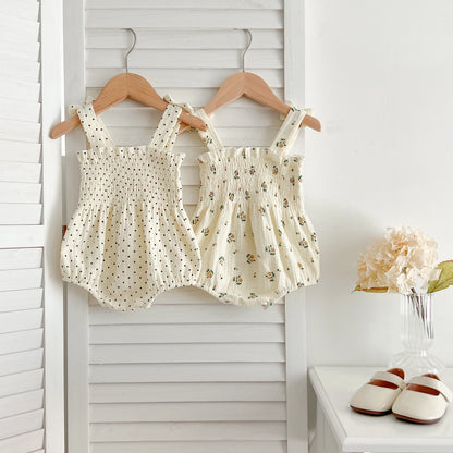 Summer Outfit Kids Baby Clothes Cotton Sleeveless Rompers Newborn Girls Clothes Toddlers Flower Bow Kids One-pieces Bodysuits