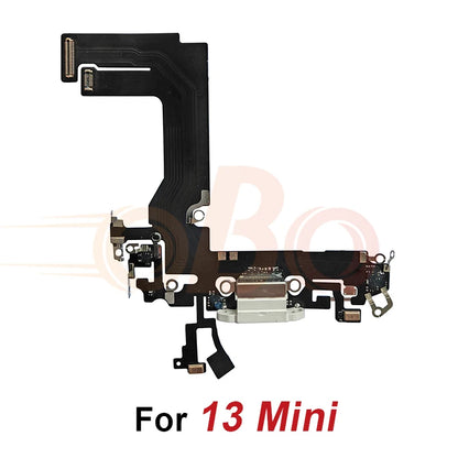 Charging Port Flex Cable for iPhone 11 12 13 Pro Max Mini Black White USB Charger Dock Connector with Microphone Repair (1PC)
