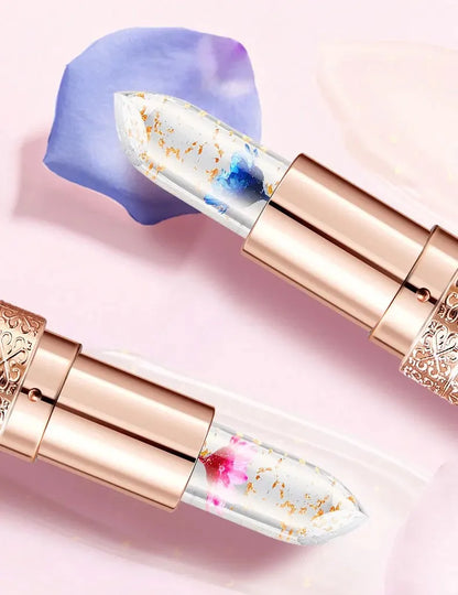 Temperature Color Changing Women Flower Lipstick Transparent Waterproof Moisturizing Crystal Jelly Pearlescent Lip Balm Cosmetic