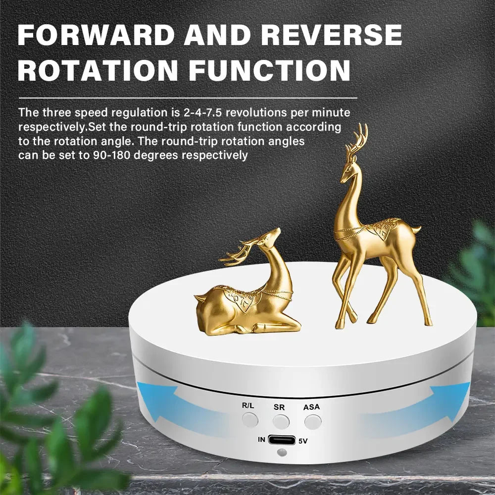 Electric Rotating Base Display Stand 3 Speeds 360 Degree Turntable Jewelry Holder USB/Battery Powered Rotating Tray