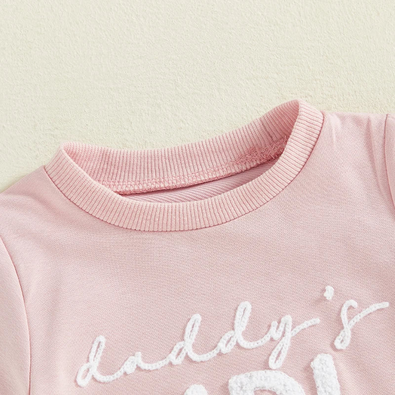 Daddy s Little Princess Father s Day  with Floral Embroidery and Ruffle Sleeves for Baby Girls