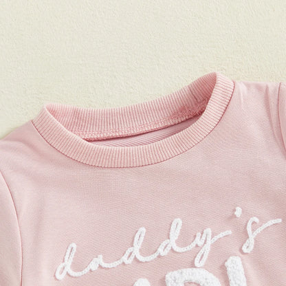 Daddy s Little Princess Father s Day  with Floral Embroidery and Ruffle Sleeves for Baby Girls