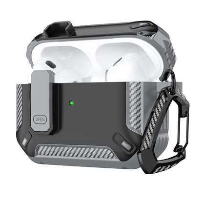 Portable Shockproof Case For Apple Airpods Pro/Pro 2 Carbon Fibre Headset Cases With Carabiner Security Lock Cover Funda