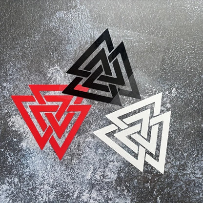 1PC Interlocking Triangle Vinyl Sticker - Black/Red/White Waterproof Self-Adhesive for Car, Laptop, Phone & DIY Decor